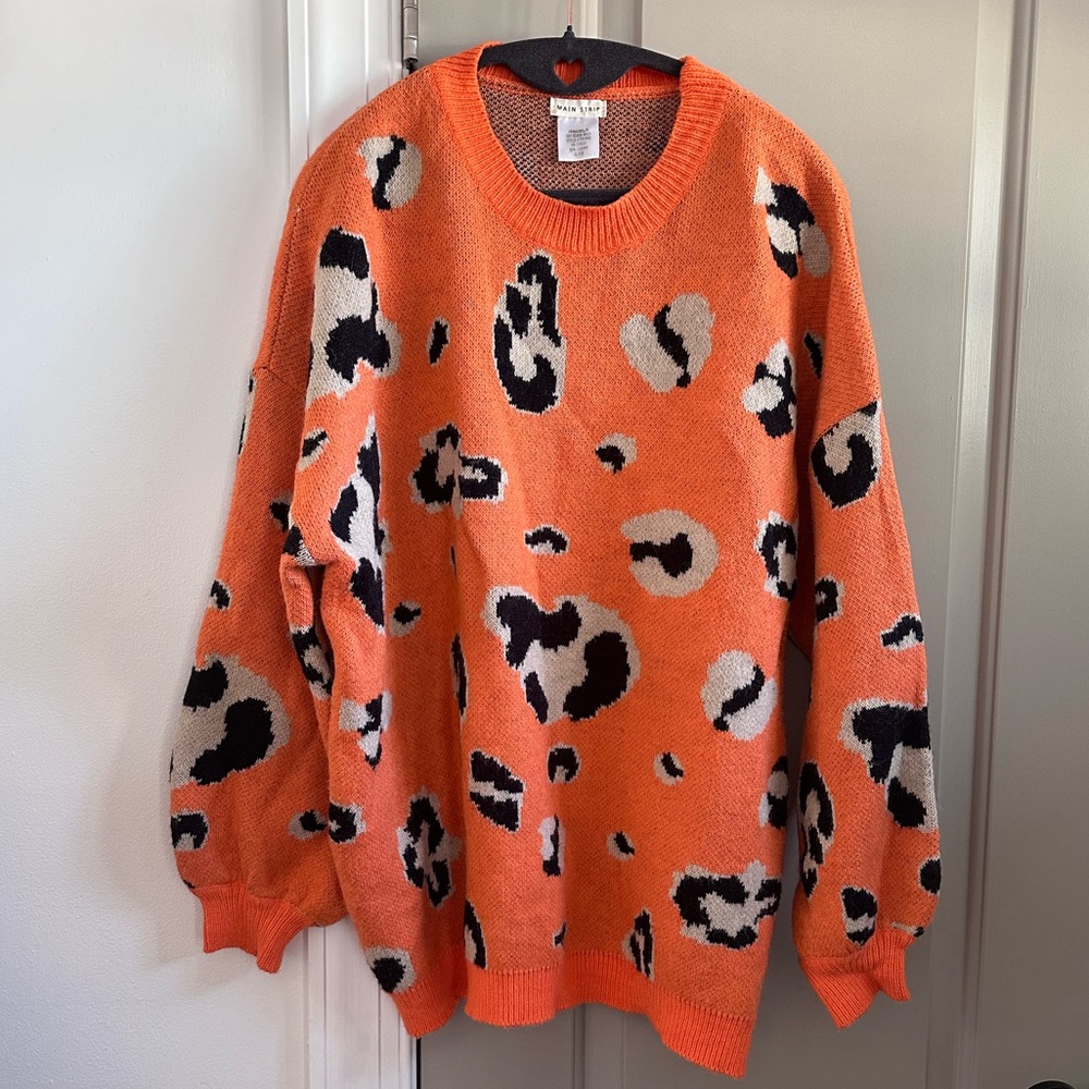 Orange animal print oversized sweater